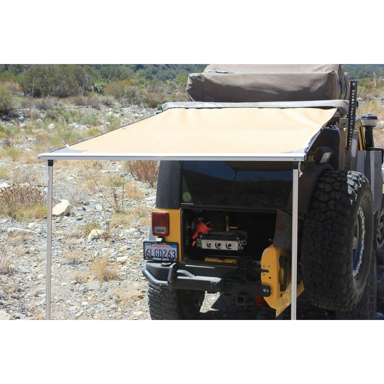 Tuff Stuff Overland Roof Top Awning 170G 4.5 x 6 ft Sand Tent Black Cover NS