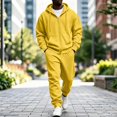 thumbnail image 7 of Men Full Zip Hoodie Tracksuit Set Soft Thick Fleece Sweatsuit Matching Jogger Outfit 2026 Fall Winter Relaxed Set Yellow L, 7 of 7