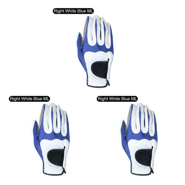 Eigraketly 1 guante de golf para hombre, guante de golf antideslizante, manopla deportiva elástica de microfibra, derecha, blanco azul, ML Type1 NO1 Eigraketly CBP020542