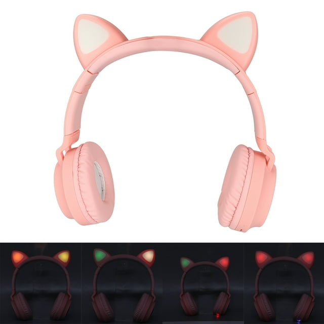 Casque de Jeu Oreilles de Chat Basses Profondes Lumière LED Pliable Casque Oreilles de Chat Mignon avec Coussinets Doux