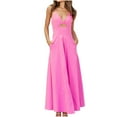 thumbnail image 2 of Tbopshirt Wedding Guest Dresses for Women Fashionable Solid Color Suspender V-neck Bra Suspender Slit Dress, 2 of 5