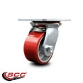 thumbnail image 2 of 4 Inch Heavy Duty Red Poly on Cast Iron Swivel Caster with Roller Bearing SCC, 2 of 2