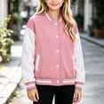 thumbnail image 7 of Lutiedan Kids Varsity Baseball Bomber Jacket Boys Girls Long Sleeve Button down Jackets Unisex School Uniform Jackets Size 1-15, 7 of 7