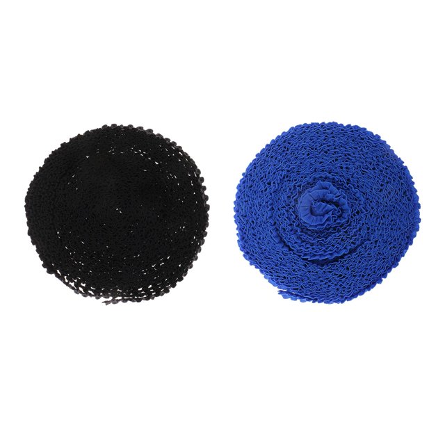 1 Rollo de Encaje Elástico con Borde de Picot, Costura Artesanal con Volantes Dobles, Azul + 1 Rollo de Encaje Elástico con Borde de Picot, Artesanía Baoblaze Ribete de encaje elástico.