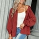 thumbnail image 3 of Chaqueta Camisa Color Puro Solapa Manga Larga Un Solo Pecho Casual Tops De Moda Para Mujer Marrón Rojo S, 3 of 6