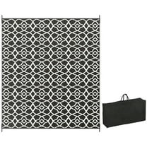 Spaco Carpet RV Camping Rugs with Carry Bag, 8' x 10' Reversible Outdoor Rug, Black & White Clover