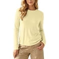 thumbnail image 3 of Women's Long Sleeve Shirts Crew Neck Comfort Lightweight Casual Tops Solid Basic Tee Loose Fit Winter Fashion Outfits, 3 of 10