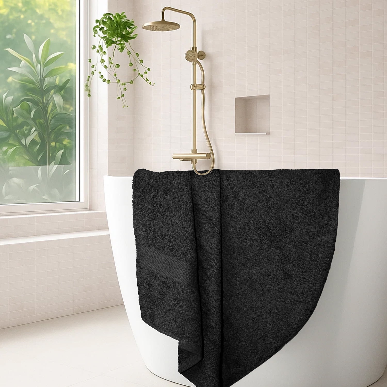 Dan River Bath Towel 4 Pack 27x54 in Ultra Soft Quick Drying Cotton Towel - Black