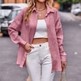 thumbnail image 5 of Women’s Casual Long Sleeve Button Down Corduroy Shirt, Loose Fit Lapel Collar Blouse Top for Spring Fall Outfits, 5 of 5