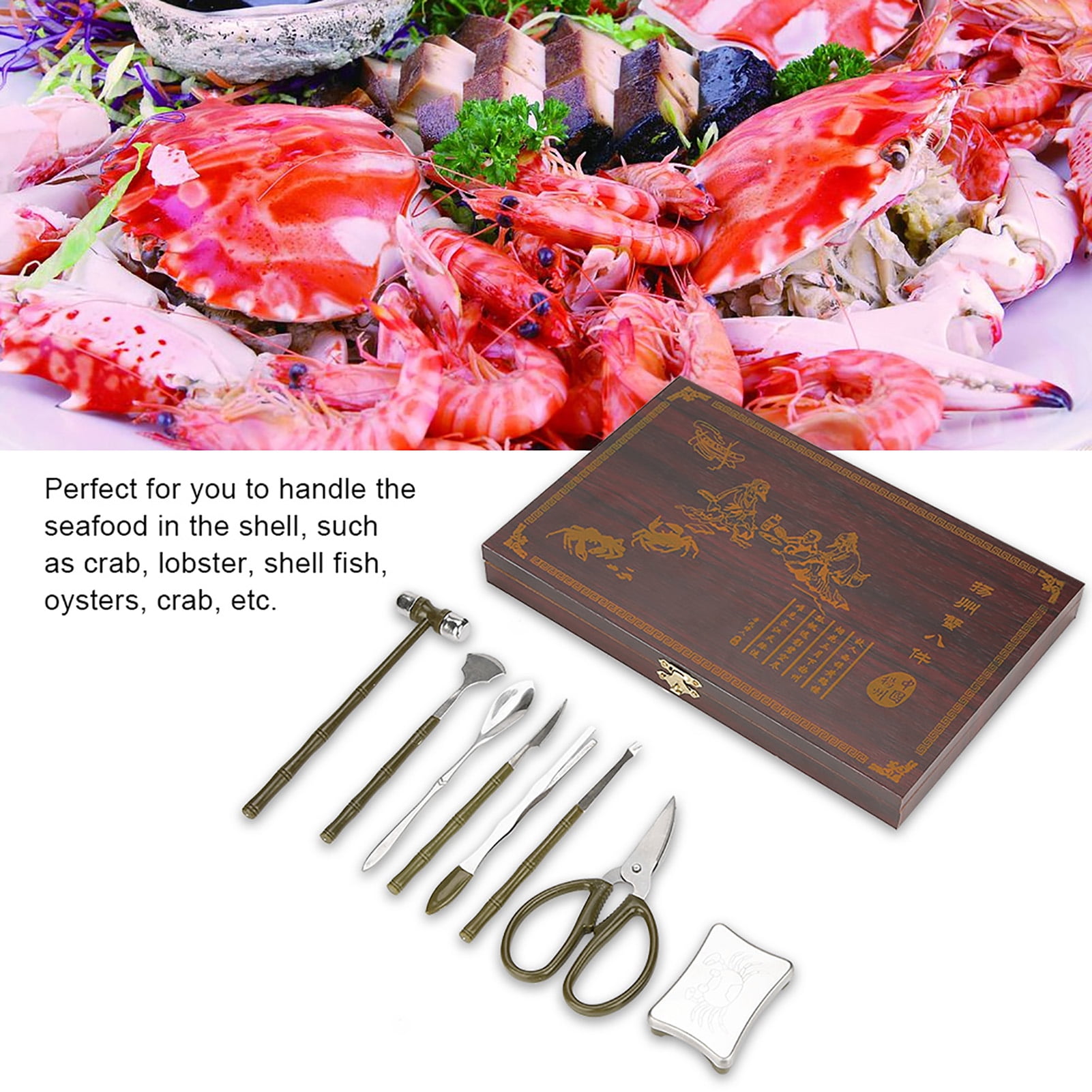 Juego De Herramientas Para Mariscos De Acero Inoxidable - Incluye Cascanueces Para Cangrejo Y Langosta, Ideal Para Cocina O Restaurante