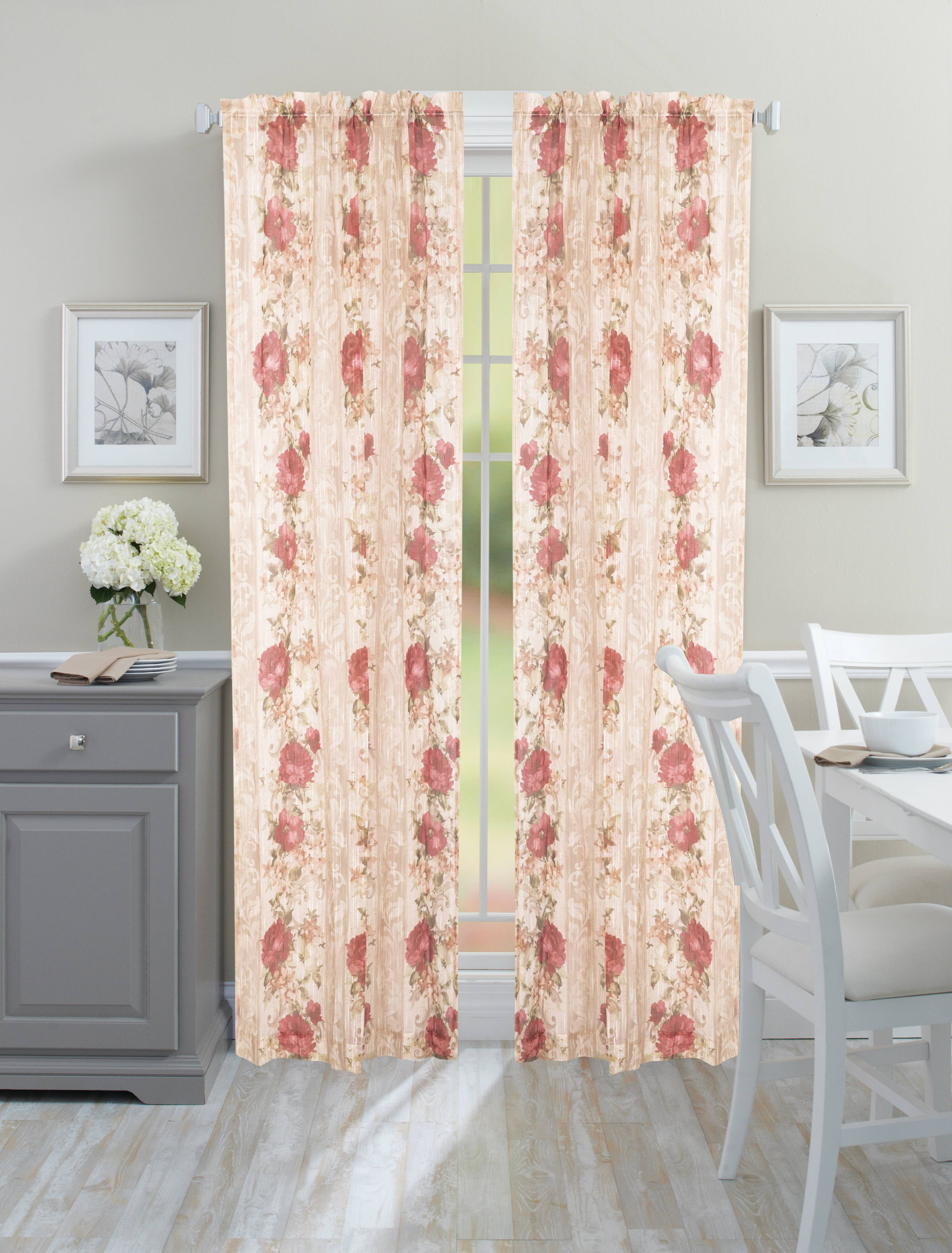Better Homes And Gardens Roses Window Panel Red Curtains Drapes