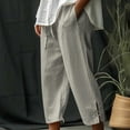 thumbnail image 3 of Elainilye Fashion Womens Capris Elastic Waist Pants Summer Casual Loose Cotton and Linen Pants Trousers Capris Pants,Gray, 3 of 7