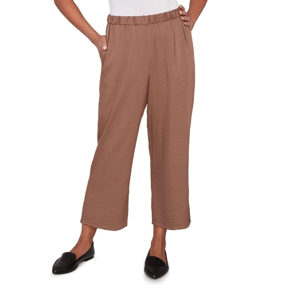 Alfred Dunner Womens Petite Wide Leg Pull-On Ankle Pant