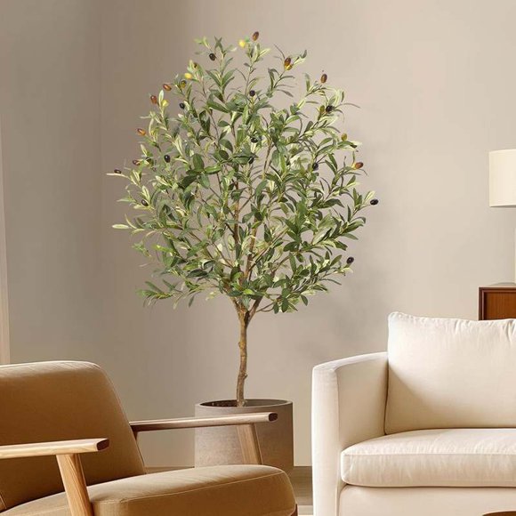 4ft-a grande artificial indoor olive tree para home decor-de altura fake olive tree con moss tropical faux potted silk plant featuring realistic trunks adjustable branches y fruits