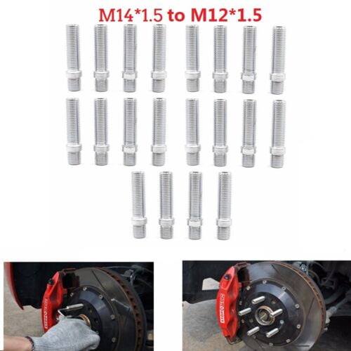 20pc M14x1.5 to M12x1.5 Wheel Stud Converision Tall Lug Bolts Screw Adapter 58mm