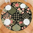 thumbnail image 2 of Pioneer Flower Floral Print Pattern Round Fitted Tablecloth with Elastic Edge,Dining Table Cover Waterproof,Outdoor Round Tablecloth for Camping,Dining,Indoor and Outdoor, 2 of 7