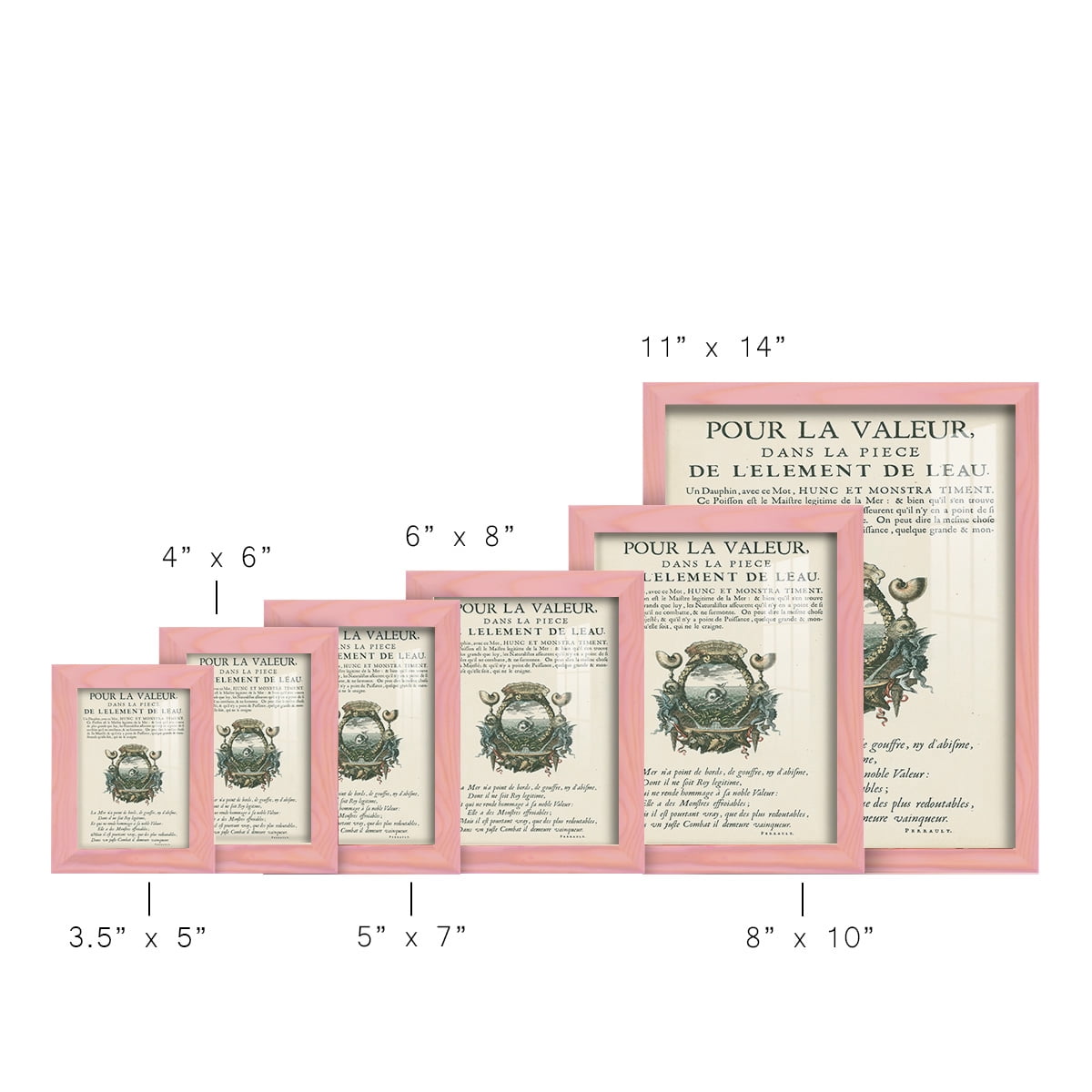 Printed Embellished Bookplate VII - Framed Print w/glass - Sunset Pink