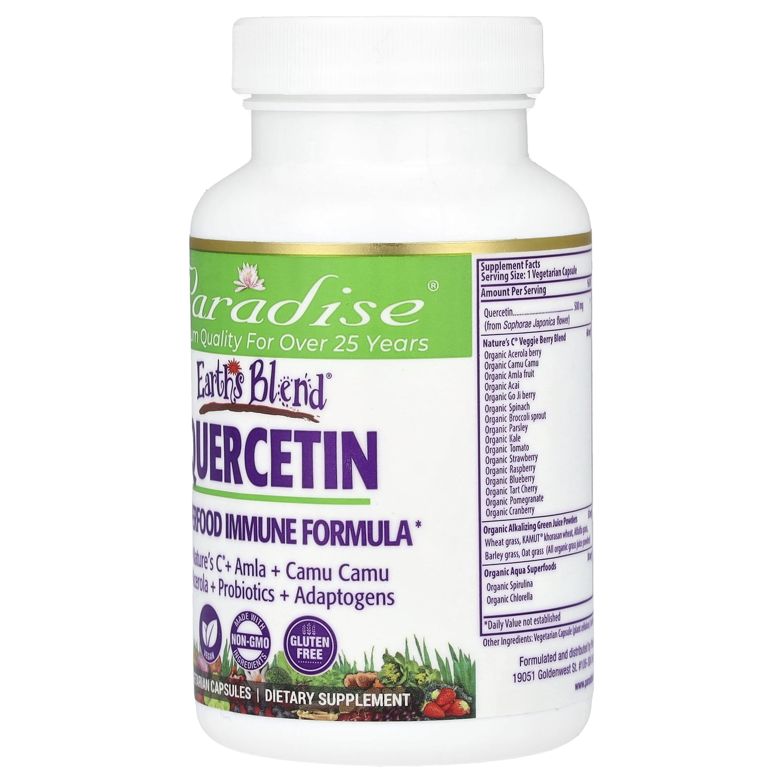 Paradise Herbs Earth's Blend, Quercetin, 90 Vegetarian Capsules