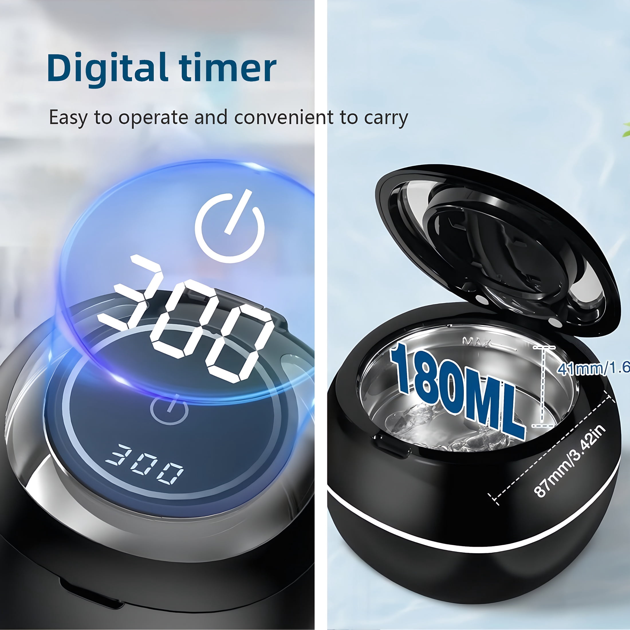 Ultrasonic Cleaner, 45khz Cleaner, UV Cleaner Machine with Digital Timer for Night Guards, Braces, Aligner, Eyeglass, Toothbrush, Jewelry(Black)