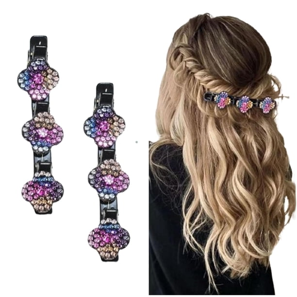 Pinzas para el cabello trenzadas con piedras de cristal brillantes, pinzas para el cabello trenzadas para mujeres, pinzas para el cabello trenzadas con piedras de cristal, pinzas para el cabello trenz