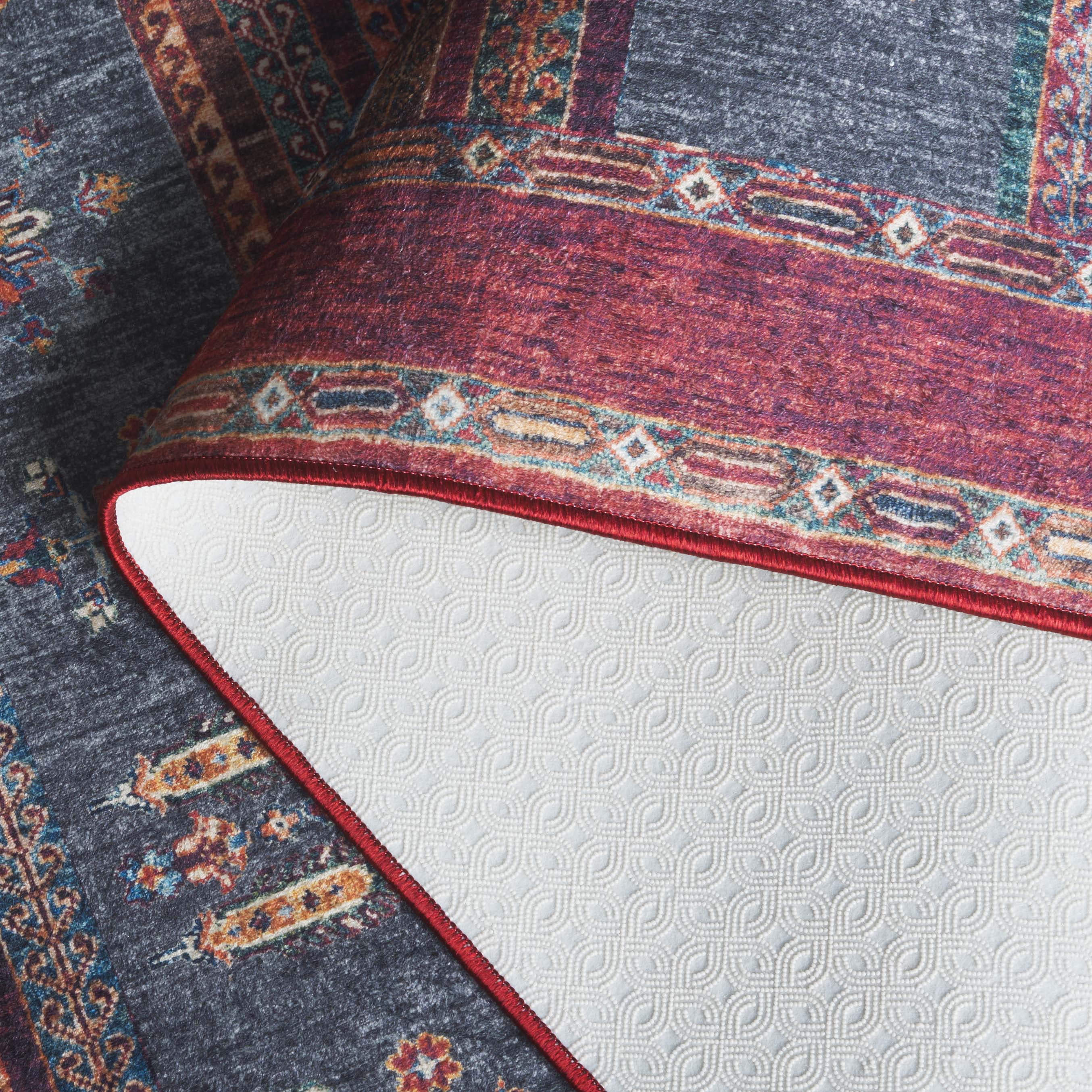 SAFAVIEH Orlando Kaeden Striped Machine Washable Area Rug, Rust/Blue, 8' x 10'