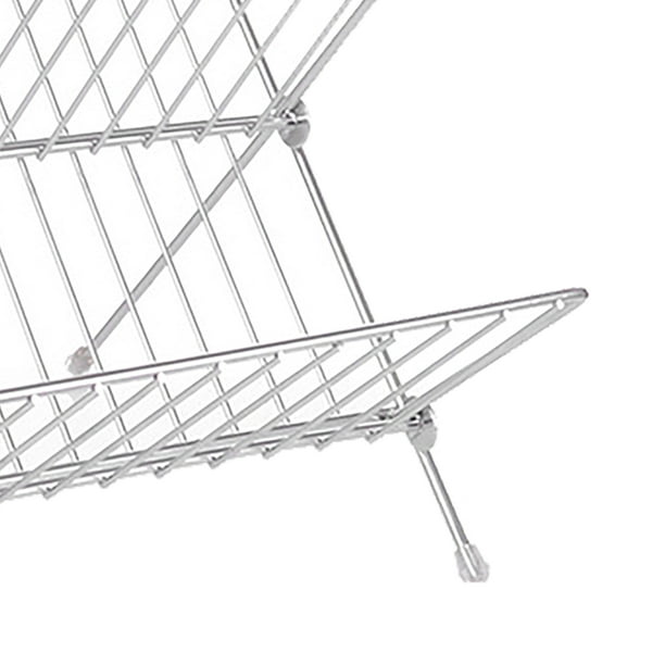Rejilla para secar platos de acero inoxidable, escurreplatos plegable X, soporte organizador de utensilios, plato de cena, estante de almacenamiento para cuencos, rendimiento sólido