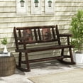 thumbnail image 6 of Costway 1 PC Patio Rocking Bench Carbonized Wood Double Rocker Chair with Ergonomic Seat Rustic, 6 of 10