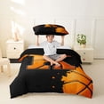 thumbnail image 2 of Castle Fairy Orange Basketball Initial K Twin Duvet Cover, Abstract Watercolor Splash Twin Bedding, Black Orange,Black Reversible,2pcs,1 Duvet Cover and 1 Pillowcase, 2 of 6