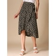 thumbnail image 3 of DARING DIVA Women's Tie Front Split Floral Wrap Midi Skirts L Black, 3 of 6