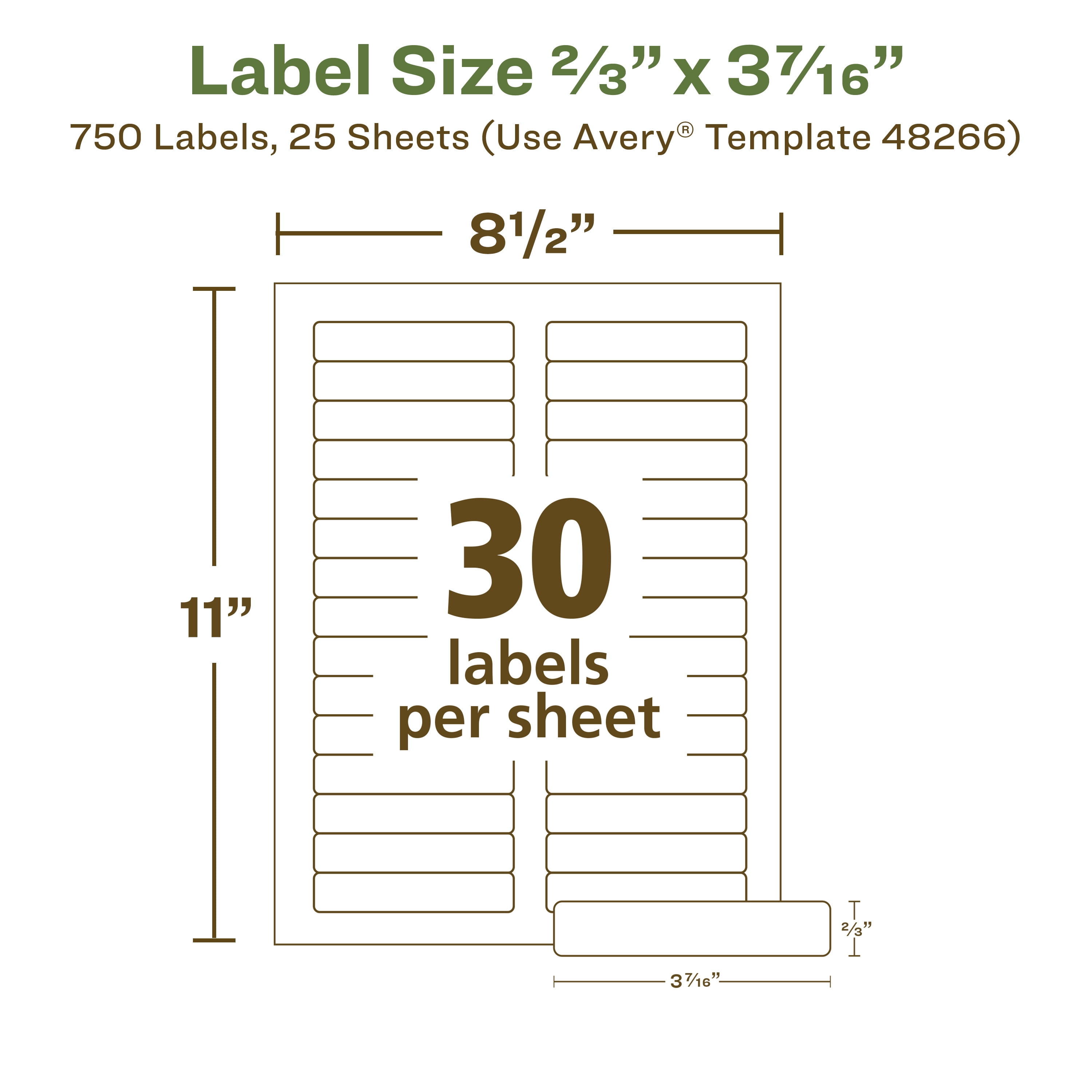 Avery EcoFriendly Folder Labels, 2/3" x 3-7/16", 750ct (48266)