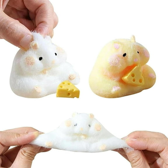ZLOVHE Taba Squishy Squeeze Toys, Cute Soft Hamster Squishy Toys, Stress Relief Squishies for Pinch Family, Fidget Toys Silicone Squeeze Toys for Stress Relief