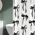 thumbnail image 4 of Annvchi Black Bow Pattern Shower Curtain, 72 x 72 Inch Fabric Bathroom Curtain with 12 Hooks, Modern Minimalist Polka Dot Design, 4 of 6
