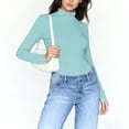 thumbnail image 4 of Womens Long Sleeve Shirts Tops Solid Color High Neck Regular Long Sleeve Crewneck T Shirt Shirts Blouses for Women Dressy Casual, 4 of 7