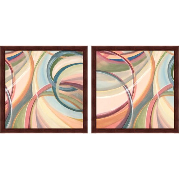 Great Art Now Overlapping Rings by Lee C, 2 Piece Framed Art Set Each 13"W x 13"H