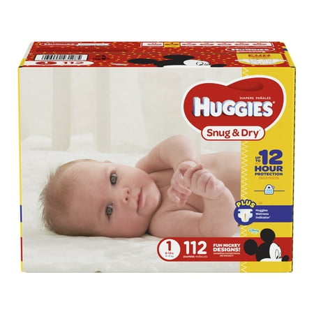 HUGGIES Snug & Dry Diapers, Size 1, 112 Count, BIG PACK (Packaging May Vary)