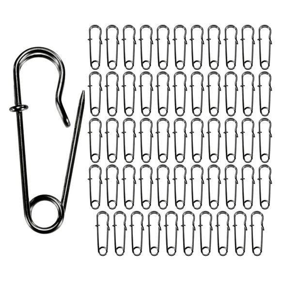 Uxcell 60-Pack Large Safety Pins, 1.1" Spring Lock Pins Blanket Bulk Pins for Fashion/Clothes/Sewing/Quilting/Upholstery/Laundry/DIY Craft/Decorative, Big Safety Pins [Black]