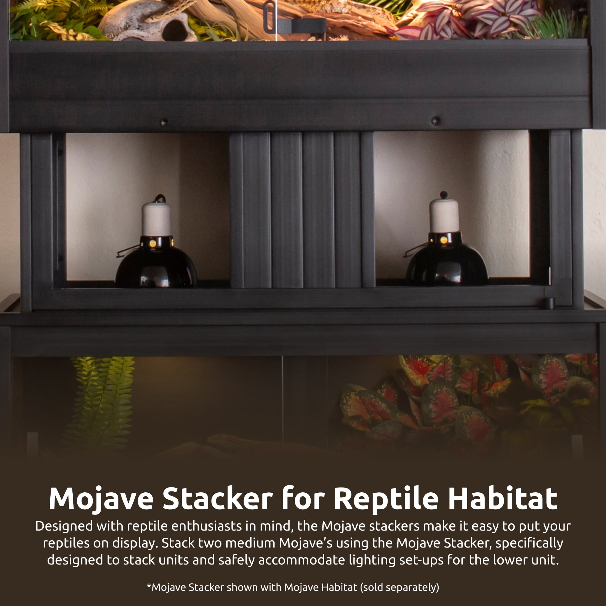 New Age Pet® ECOFLEX® Mojave Reptile Habitat Stacker in Medium 36" Black for Lighting