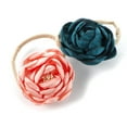 thumbnail image 1 of My Lello Baby Girl Ranunculus Flower Stretchy Nylon Elastic Headbands Set 2pcs - Medium - Peach / Teal, 1 of 1