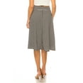 thumbnail image 3 of Women's Elegant Solid A-Line Midi Skirt with High Waist and Satin Tie Belt, 3 of 6