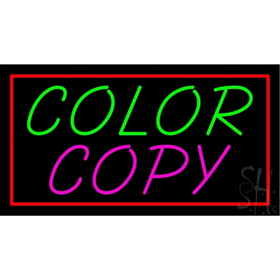 Multi Colored Color Copy Blue Border LED Neon Sign 13 x 24 - inches, Clear Edge Cut Acrylic Backing, with Dimmer - Bright and Premium built indoor LED Neon Sign for Computer & Electronics store.
