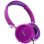 Frisby FHP-910 Portable Compact On-Ear Stereo Headphones w/ In-Line Microphone - Purple
