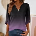 thumbnail image 2 of Womens Dressy 3/4 Sleeve Tops Trendy Cut V Neck Gradient Tunic Shirts Cute Casual Blouses Spring Summer Outfits Purple M, 2 of 6