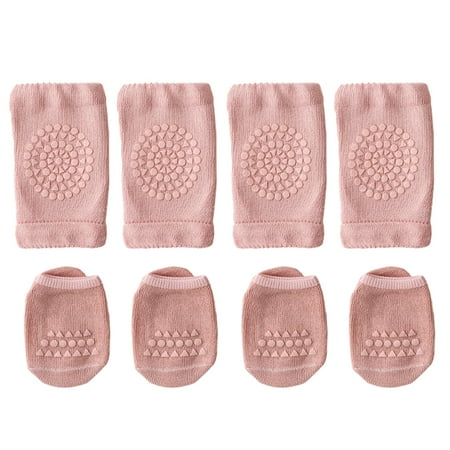 

2 Pairs Anti-Slip Baby Socks Set Unisex and Baby Crawling Anti-Slip Knee Pads