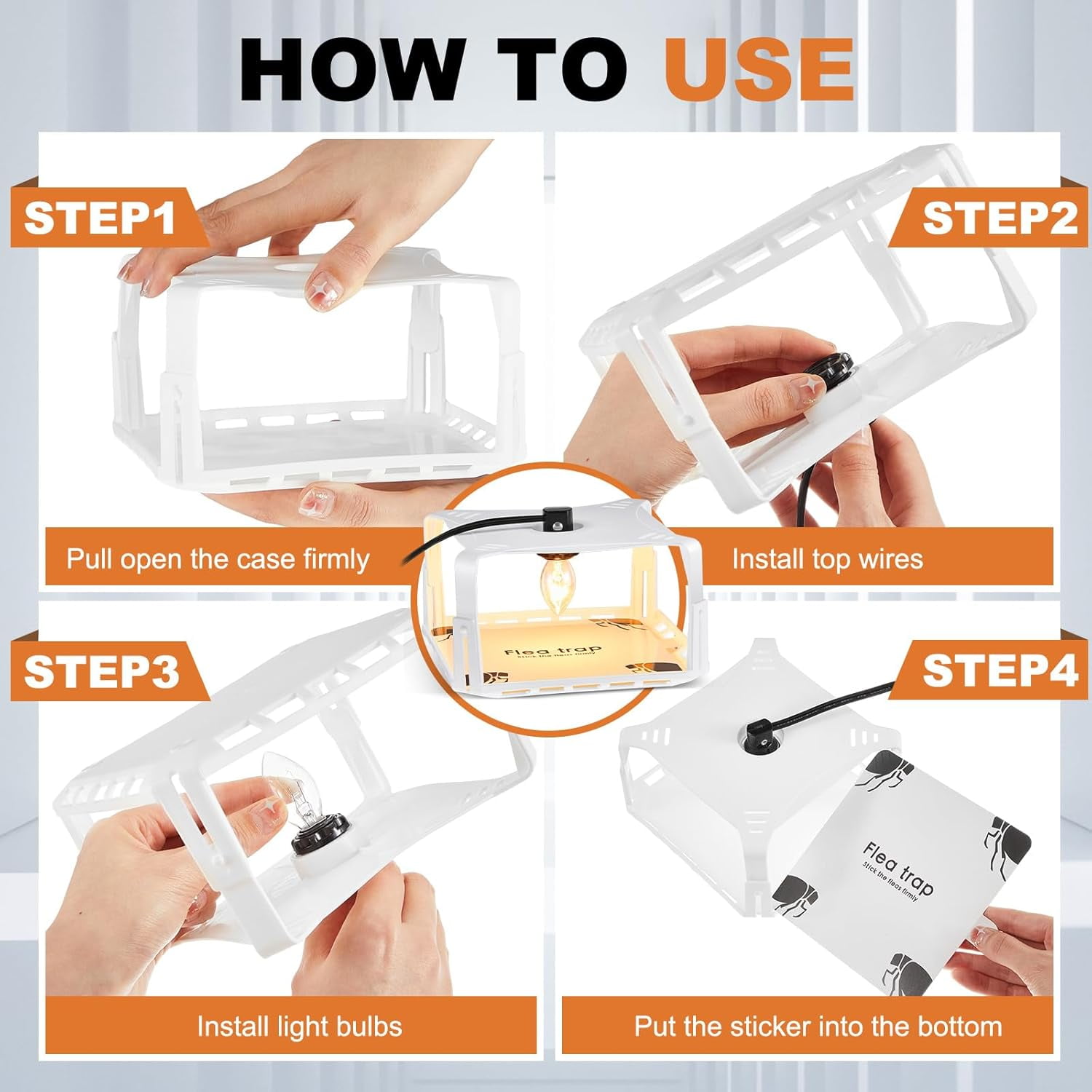 Flea Traps for Inside Your Home 2 Packs, Flea Trap Indoor Pest Control Trapper Insect Killer with Light, Sticky Bed Bug Natural