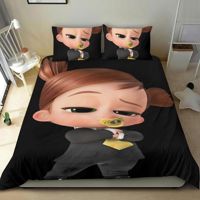 Jefe Bebé Niña Blanca Conjunto de sábanas temático, trío de piezas, cómodo y amigable con la piel, diseño único, regalo de decoración para el hogar para familiares, amigos y fans,140cm *210cm