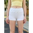 thumbnail image 4 of Shorts de verano para mujer con dobladillo, color liso, remaches, cintura baja, ajustados, estilo streetwear., 4 of 9