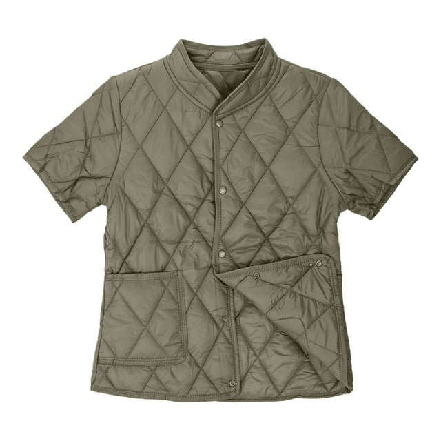 Veste Matelassée à Manches Courtes pour Femme, Col Montant, Design Matelassé, Couche Légère et Chaude avec Poches, Style Décontracté de Rue