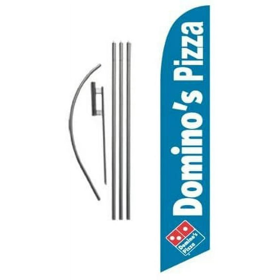 Custom Domino's Pizza 15ft Feather Banner Swooper Flag Kit - INCLUDES 15FT POLE KIT w/GROUND SPIKE