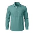 thumbnail image 4 of Men's Long Sleeve Polos Shirts Solid Color Rayon Collar Button Pocket Hyperline Shirt for Daily Commuting, 4 of 6