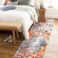 thumbnail image 1 of Washable Runner Rug 2x6ft – Modern Abstract Watercolor Boho Style, Non-Slip Low Pile Foldable Carpet for Hallway, Bedroom, Living Room, Kitchen – Orange Gray, 1 of 8